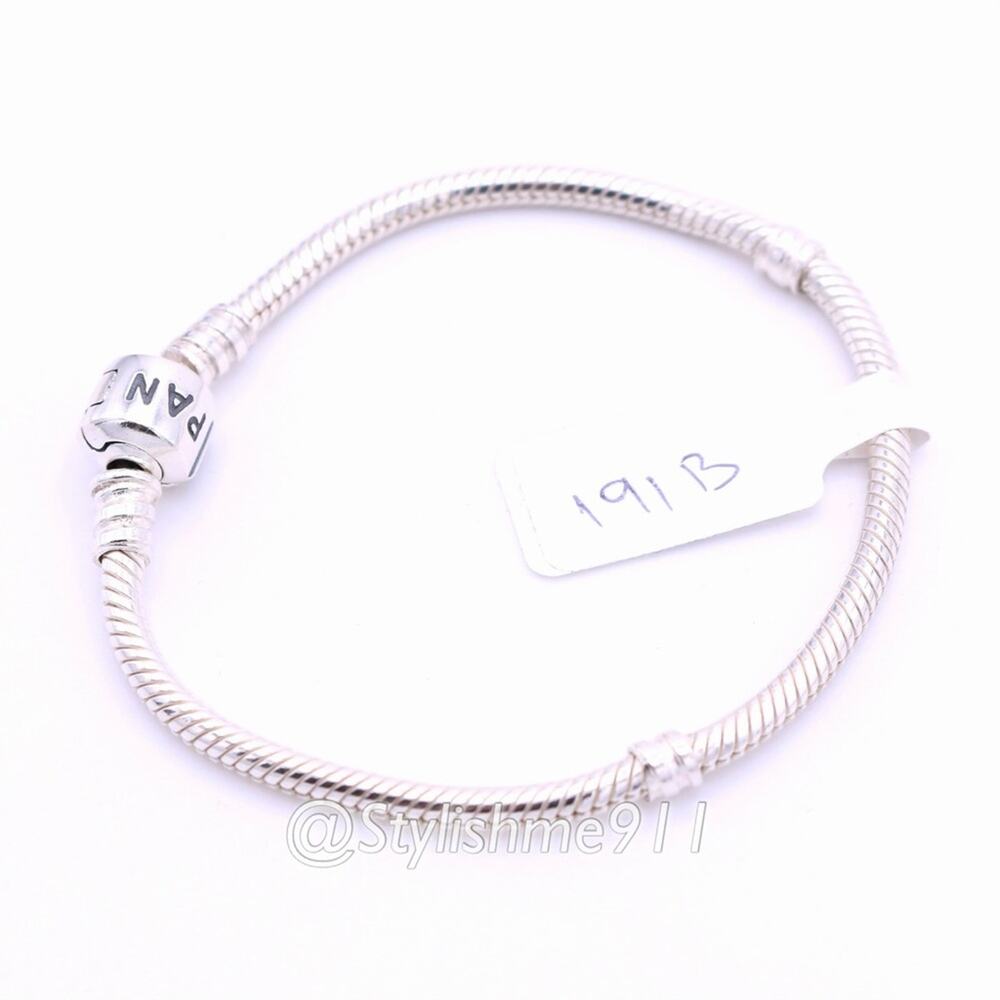 Authentic PANDORA Sterling Silver Barrel Clasp Charm Bracelet/ Old Style - Picture 7 of 9